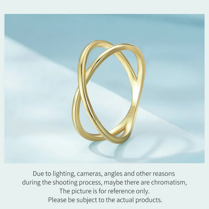 BAMOER 14K Gold Plated X Ring Dainty Minimalist 925 Sterling Silver Cross Ring for Women Promise Jewelry 2 Colors SCR543