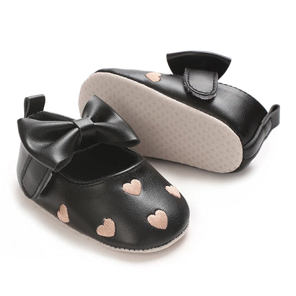 Spring and Autumn Embroidered Peach Heart Step Bow-knot Baby Shoes 0-1 Year Old Hand held Male and Female Baby Soft Bottom