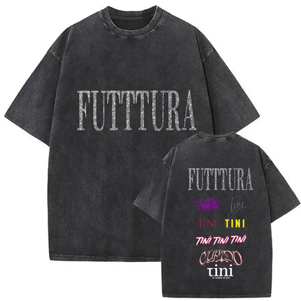 Singer Tini Stoessel Futtura Album 2025 Graphic T Shirts Men Women Fashion Casual Washed Vintage T-shirt Fans Gift Streetwear