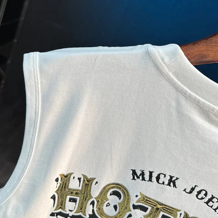 2025 Summer New Sports Fitness Loose Sleeveless Tank Top Men's Sweat Absorbing Trendy Printed T-shirt