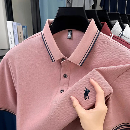 100% cotton summer new brand embroidered Paul high-quality POLO shirt high-end men's comfortable lightweight T-shirt short top