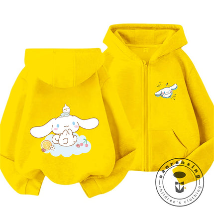 Fashion Casual 2026 Cinnamoroll Zipper Hooded Sweatshirt 3-14Y Boys Girls Autumn Winter Cute Kawaii Cartoon Street Hot Outdoor