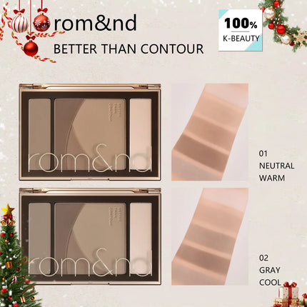 rom&nd BETTER THAN CONTOUR,Powder Texture,Fine & Smooth,Natural 3D Effect,Pore-Blurring,Holiday Season,K-Beauty,Korean Makeup