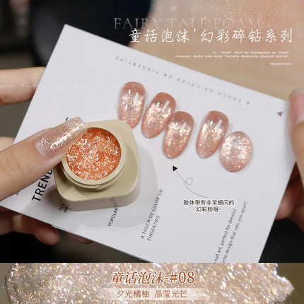 Colorful Nail Gel Holographic Opal Glitter Polish Multi-Color Sparkle Gel for Nail Art Professional Salon Gel with Diamond Shine