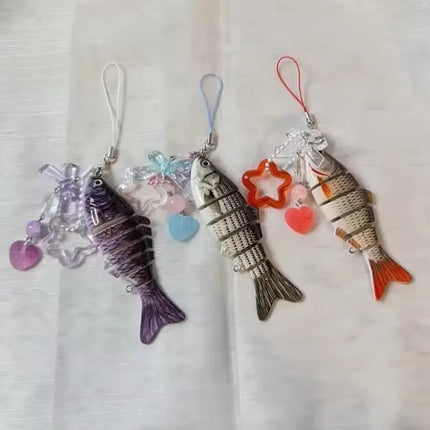 Pentagram mobile phone lanyard,Handmade fish keychains, lovely jewelry,Bag pendant