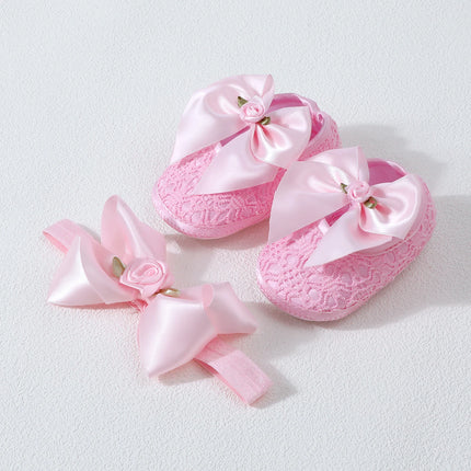 0-12months Infant Girls Princess Shoes Floral Bow Decor Lace  Non-slip Shoes  for baby girls