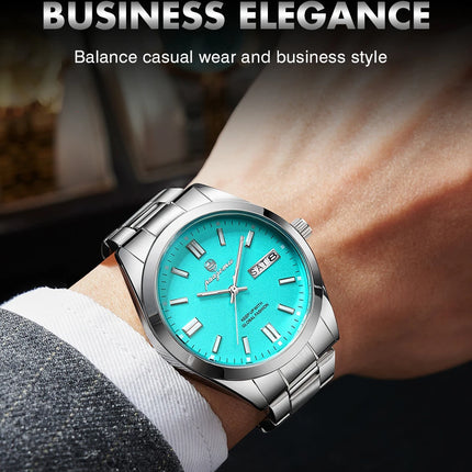 PAAZOMU Top Luxury Man Watch Waterproof Stainless Steel Men Wristwatch Luminous Date Week Fashion Business Quartz Men's Watches