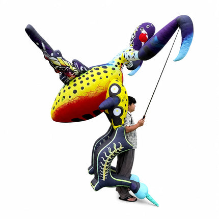 LED 3m Giant Inflatable Seahorse/Mosquito/Parrot/Chameleon Puppet Carnival Parade Walking Creative Performance Props Advertising