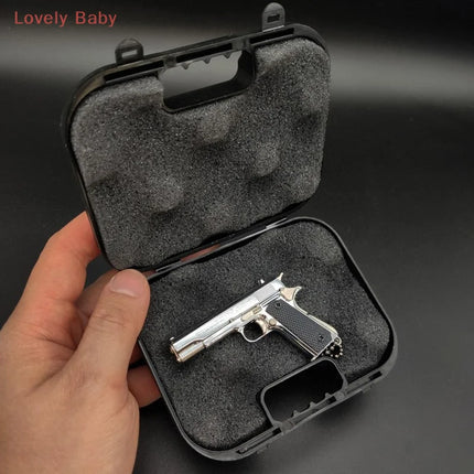 1:3 Model Gun Keychain Empty Case Miniature Alloy Pistol Suitcase Black Plastic Box 1:3 Toy Gun Plastic Suitcase Accessory