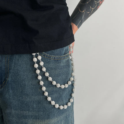 Shiny Rhinestone Keychain Wallet Belt Chain for Men Hip Hop Trousers Hipster Pant Jeans Chain Rock Jewelry