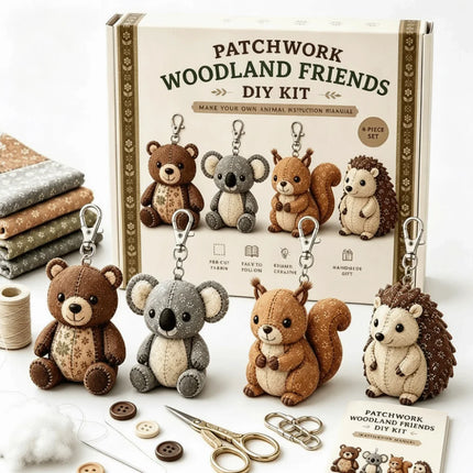 Pre-cut Fabric DIY Sewing Kit Easily Sewing Handcrafted Handmade Keychain Art Bird Cat Dogs Cartoon Animals Animal Keychain Kit