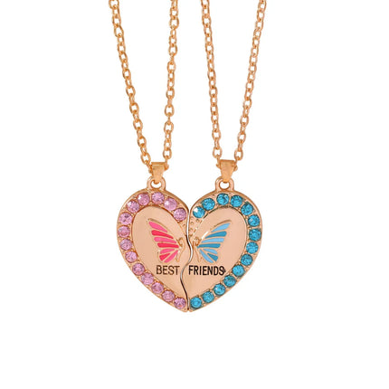 Romantic Best Friends Honey Love Couple Pendant Necklace 2 Pcs/Set Rainbow Broken Heart BFF Good Friends Friendship Jewelry Gift