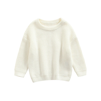 MISOWMNJOY Children Boy Girl Knit Sweater for Winter Kids Clothes Causal Solid Color Long Sleeve Pullover Tops Toddler Jumpers