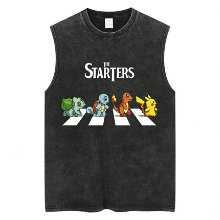 Gym Vest Man T Shirt Pokemon Print 2026 Y2k Vintage Washed Summer Sleeveless Shirt Print Streetwear Loose Casual Men's Tank Top