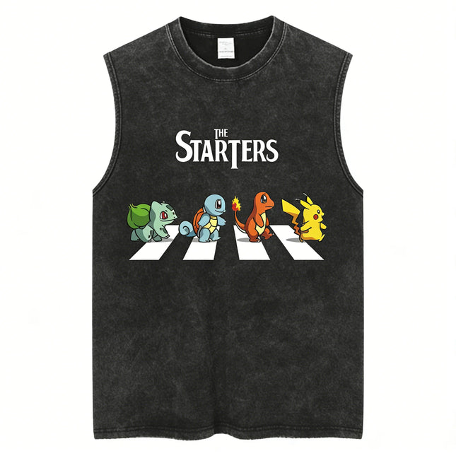 Gym Vest Man T Shirt Pokemon Print 2026 Y2k Vintage Washed Summer Sleeveless Shirt Print Streetwear Loose Casual Men's Tank Top