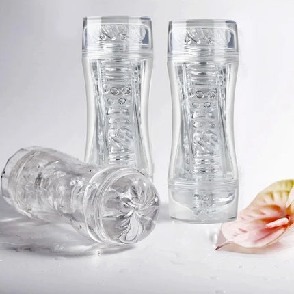 Male 3D Manual Masturbator Transparent Vagina Soft Pussy Sex Toys Realistic Adult Endurance Exercise Sex Toy Pocket Cup for Men