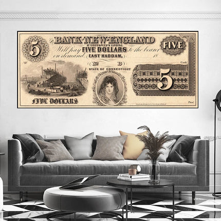 Luxury Golden Dollars Money Oil Painting on Canvas Wall Art Posters Prints Wall Pictures for Living Room Home Wall Cuadros Decor