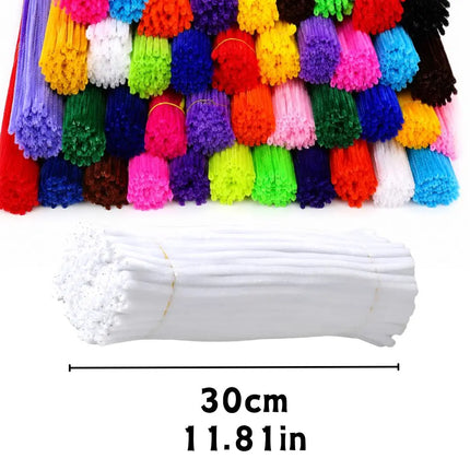 98pcs Green/White/Yellow Chenille Pipe Cleaners, DIY Handmade Flower Ornaments Art Craft Materials YMY