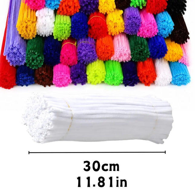 98pcs Green/White/Yellow Chenille Pipe Cleaners, DIY Handmade Flower Ornaments Art Craft Materials YMY