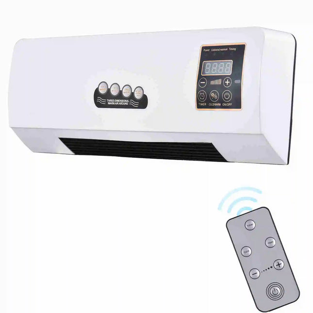 Heater Fan 2 in 1 Heating Nature Wind Timing Digital Display Wall Mounted Space Heater for Home Office Dormitory