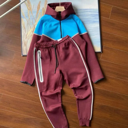 Men Knit Zip Hoodie Pants Set Sports - Windproof Cotton Casual / Ensemble Homme Hoodie Zip Pantalon - Coupe-Vent Coton