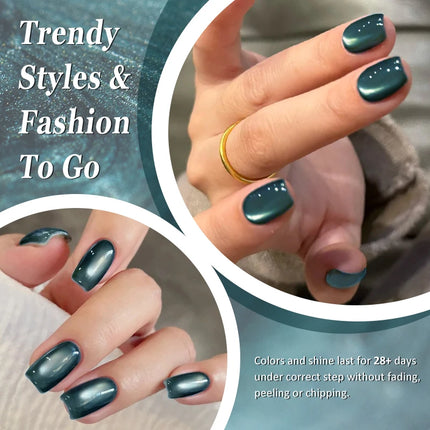 8ml Green Gemtone Cat Magnetic Gel Nail Polish Jewel Effect Nails Semi Permanent Nail Art Soak Off UV LED Gel Varnish Manicure
