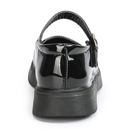 KIDSUN SIZE 26-35 Kids Girls Shoes Flats Comfort Shiny Rubber Oxford School Uniform Shoes Black Shallow Party Dress Casual Shoes
