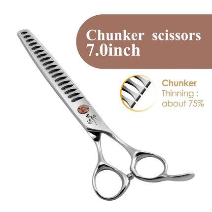Fenice Japanese Steel 7 Inch Professional Pet Dogs Grooming Scissors Kit Straight&Curved &Thinner&Chunker&Fluffy Shear Scissors