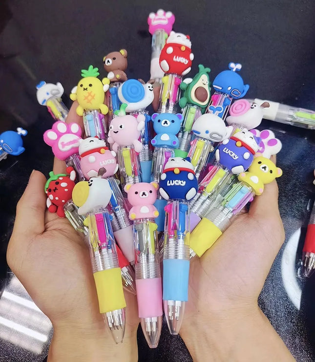 20Pcs/Lot Cute Cartoon 4 Color Mini Ballpoint Pen Kawaii Unicorn Flamingo Retractable Pen Stationery Gift School Office Supplies
