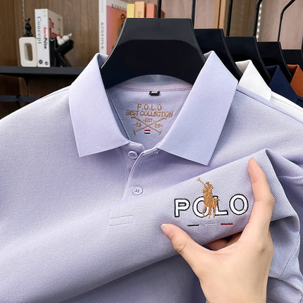 Summer Cotton Short Sleeved T-shirt for Men, 2026 New High-end Brand, Business Casual Pony Embroidery Polo Shirt