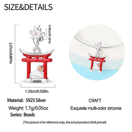 925 Sterling Silver Japanese Koinobori Senbazuru Mount Fuji Souvenir Pendant Fit Original Charm Bracelets Women DIY Jewelry Gift