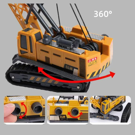 Engineering Diecast Crane Bulldozer Excavator Vehicle Construction Alloy+Plastic Tractor Inertial Model Toys for Children Boys