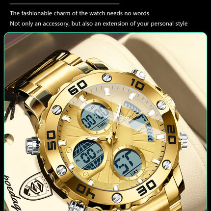 POEDAGAR Functional Men's Quartz Wristwatch Electronic LED Alarm Dual Display Male Clock Waterproof Sports Watches For Men Reloj