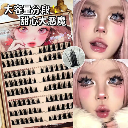 Mengjieshangpin Manga Lashes False Eyelashes Little Devil Comics Female Natural Slender Soft Thick Simulated Curly Eye Lashes