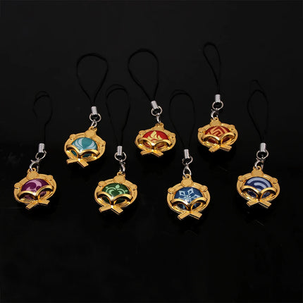 Game Genshin Impact Vision Keychain Luminous 7 Element Double Side Glass Pendant Eye Of Original Keyring Phone Charms Souvenir