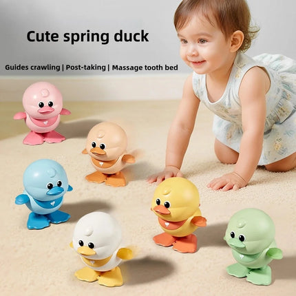 Children's Wind-Up Toy Chicken, Fun and Realistic Wind-Up Animal That Can Move, Run, and Crawl for 1-2 Year Old Babies, Little Yellow Duck, Jumping Duck, Small Animal for Infants and Toddlers