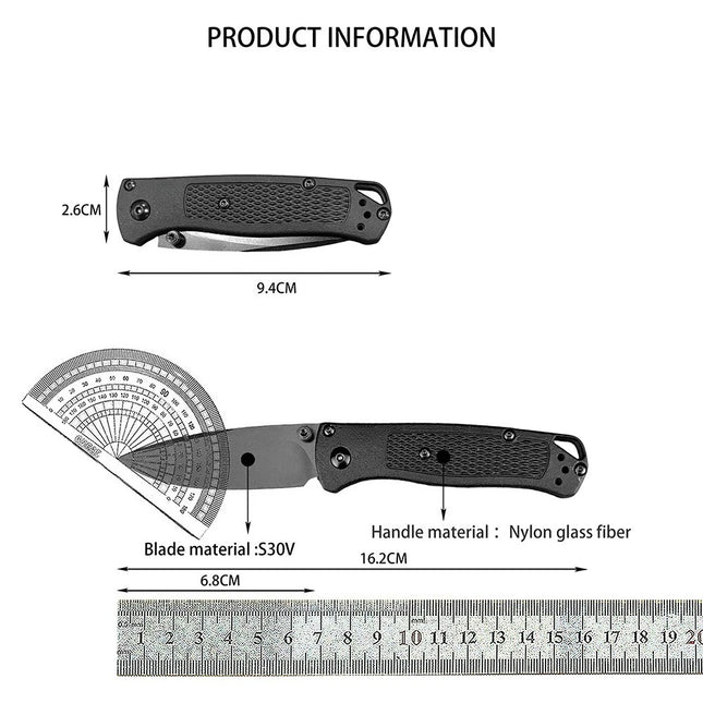 533 Nylon Fiber S30V Trekking Folding Knife Portable Equipment Fruit Knife Outdoor Survival Wilderness Camp Picnic BBQ Rescue