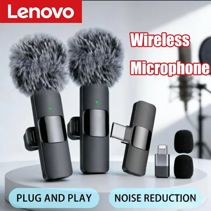 Lenovo Mini Portable Wireless Lavalier Microphone for Live Broadcast Gaming Audio Video Recording iPhone Android