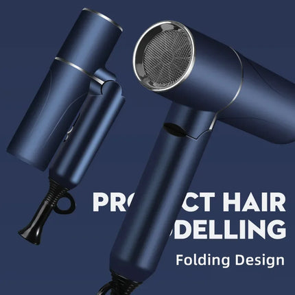 New Foldable Hair Dryer Blue Light Negative Ion Hair Care 1200W High Power Fast Drying Home Student Dormitory Travel Hair Dryer
