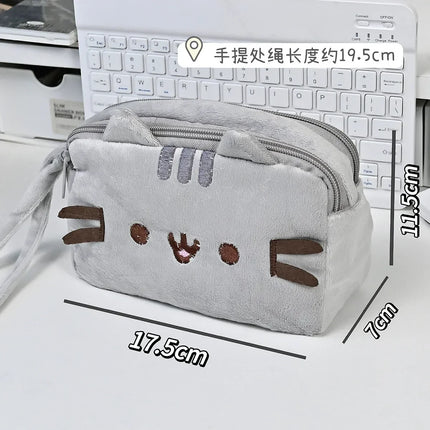 Kawaii Pusheen Pencil Case Cartoon Fat Cat Large Capacity Student Stationery Bag Cosmetic Pouch Travel Storage Bag Gifts