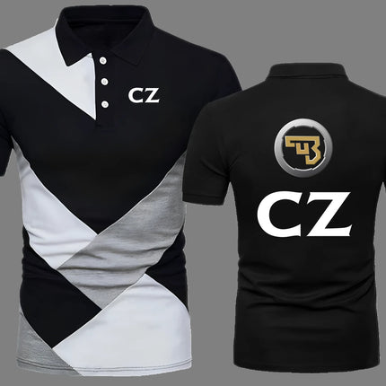 2025 CZ Ceska Zbrojovka Men's Polo Shirt Summer Golf Contrast Color Breathable Polos Shirt Contrast Color Slim Fit Top Clothing