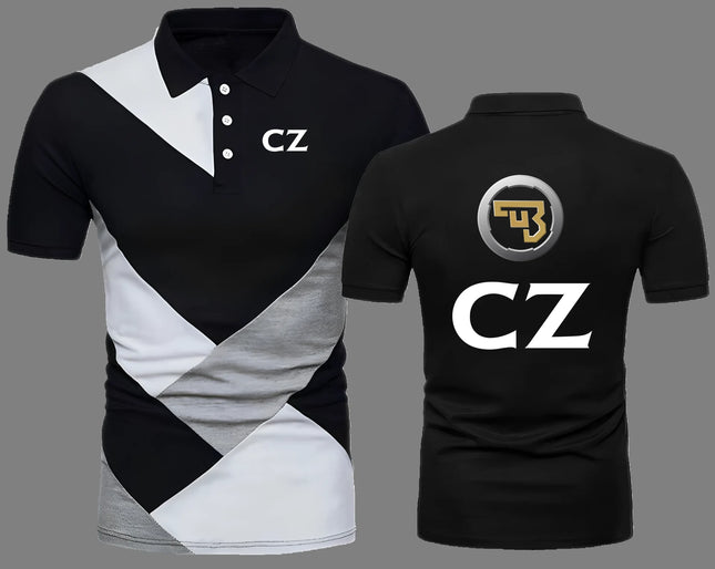 2025 CZ Ceska Zbrojovka Men's Polo Shirt Summer Golf Contrast Color Breathable Polos Shirt Contrast Color Slim Fit Top Clothing