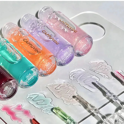 Cappuvini Ice Stick Shape Lip Oil Balm Transparent Texture Moisturizing Hydrating Luminous Lips Long-Lasting Moisture,