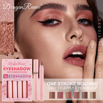 Two-Color Eyeshadow Stick Six-Pack Set Box, Highlighter Eyeshadow Pen, One-Swipe Application, Waterproof, Long-Lasting, Fine and Non-Smudging Eyeshadow Pen