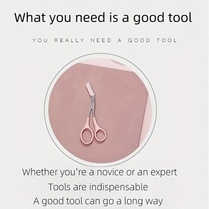 Stainless Steel Eyebrow Trimming Scissors with built-in Comb Precise Grooming Tool Creating Perfect Eyebrows Pink/White/Black