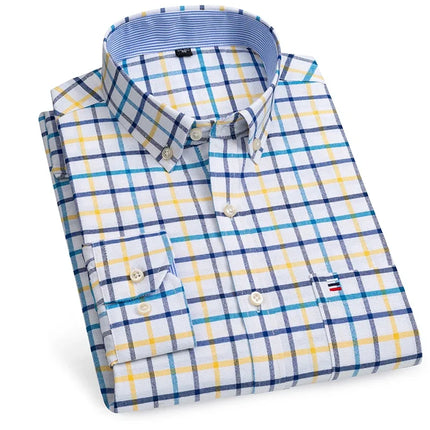 2026 New IN Shirt  Designer Clothes 100% Pure Cotton Oxford Shirts for Men Long Sleeve  Plaid Shirt Striped Male BusinessTartan