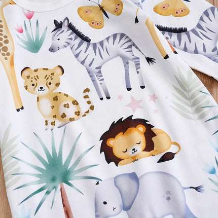 Spring And Autumn Boys And Girls Cute Cartoon Tropical Animal Aop Print Long Sleeve Baby Bodysuit