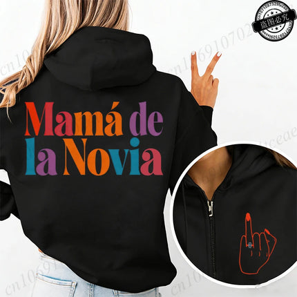 New Fashion Zipper Hoodies Women Future Bride & Tribu De La Novia Fashion Sweatshirt Spanish Girl Bachelorette Party Sportwear