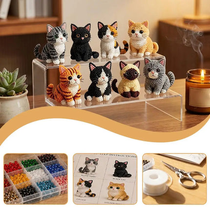 Tiny 3D Beaded Animal Kit Easy DIY Beading Bead Art Craft Kit with Colorful Beads Accessories for Beginners Craft Enthusiasts