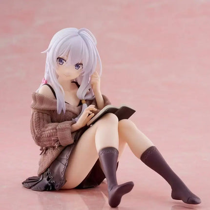 Wandering Witch: Elaina Figure, Casual Knitwear Sitting Pose Anime Figure, Collectible PVC Model Doll, Desktop Ornament Gift
